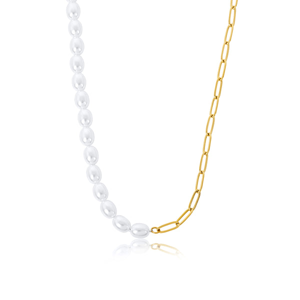 Pearl Clip Necklace - Gold