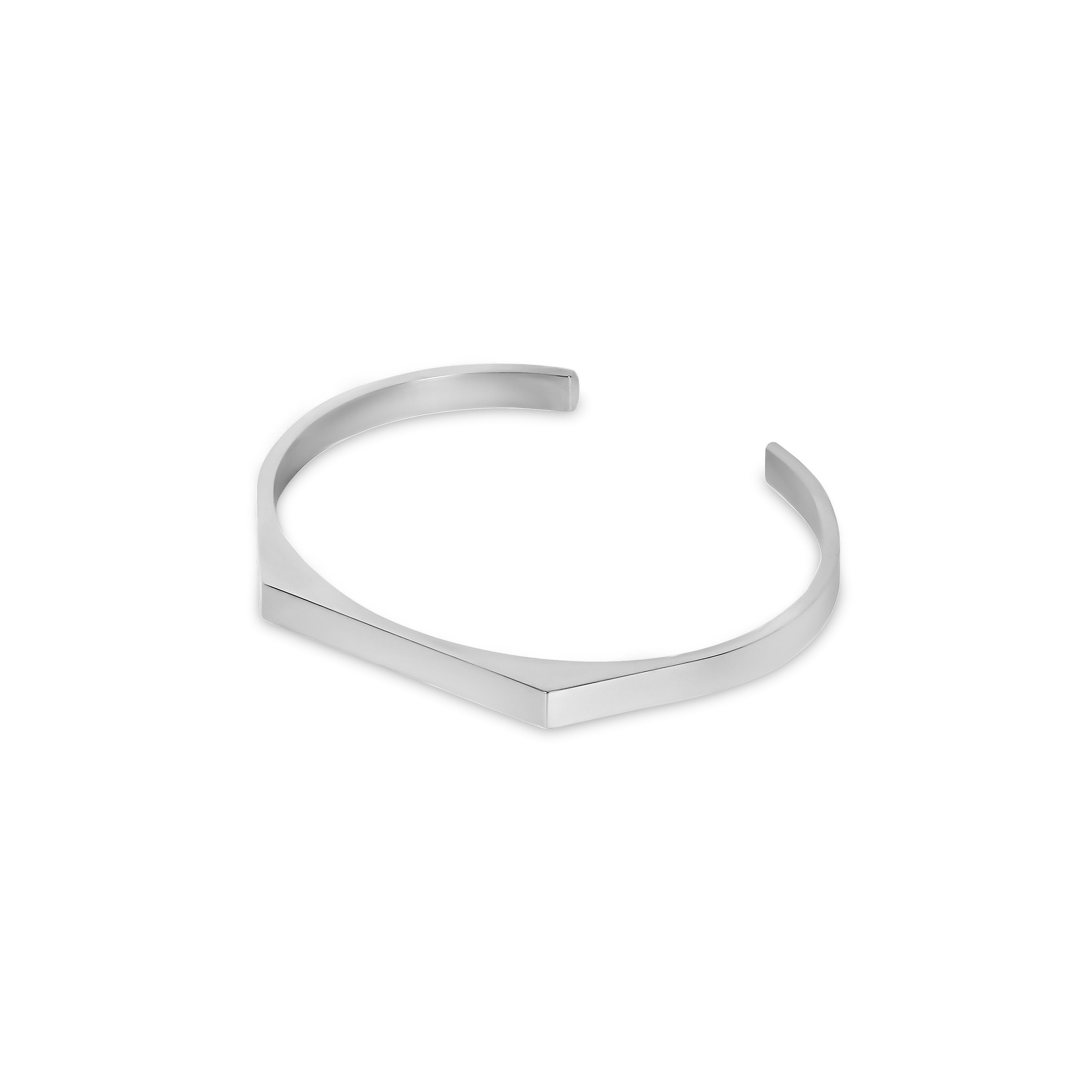 Adjustable Signet Cuff Bangle - Silver