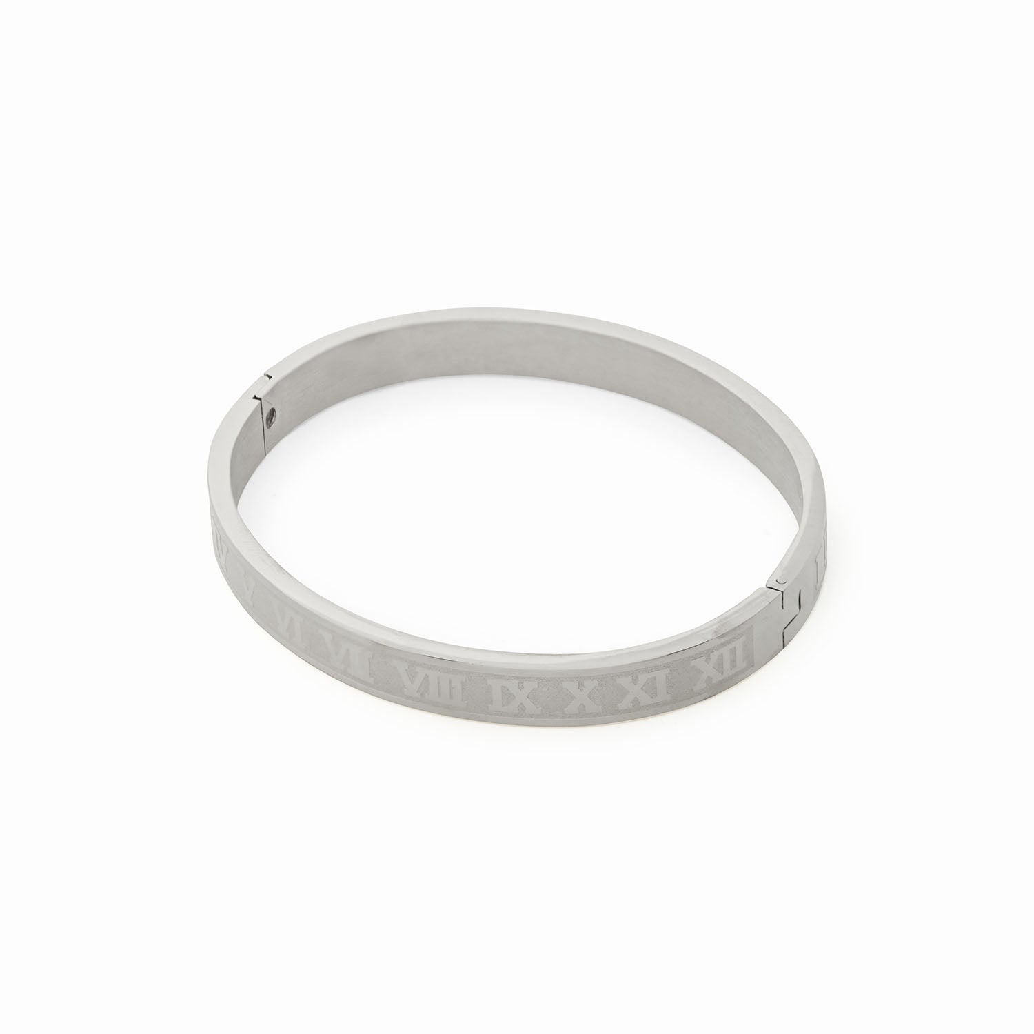 Roman Numeral Bangle - Silver