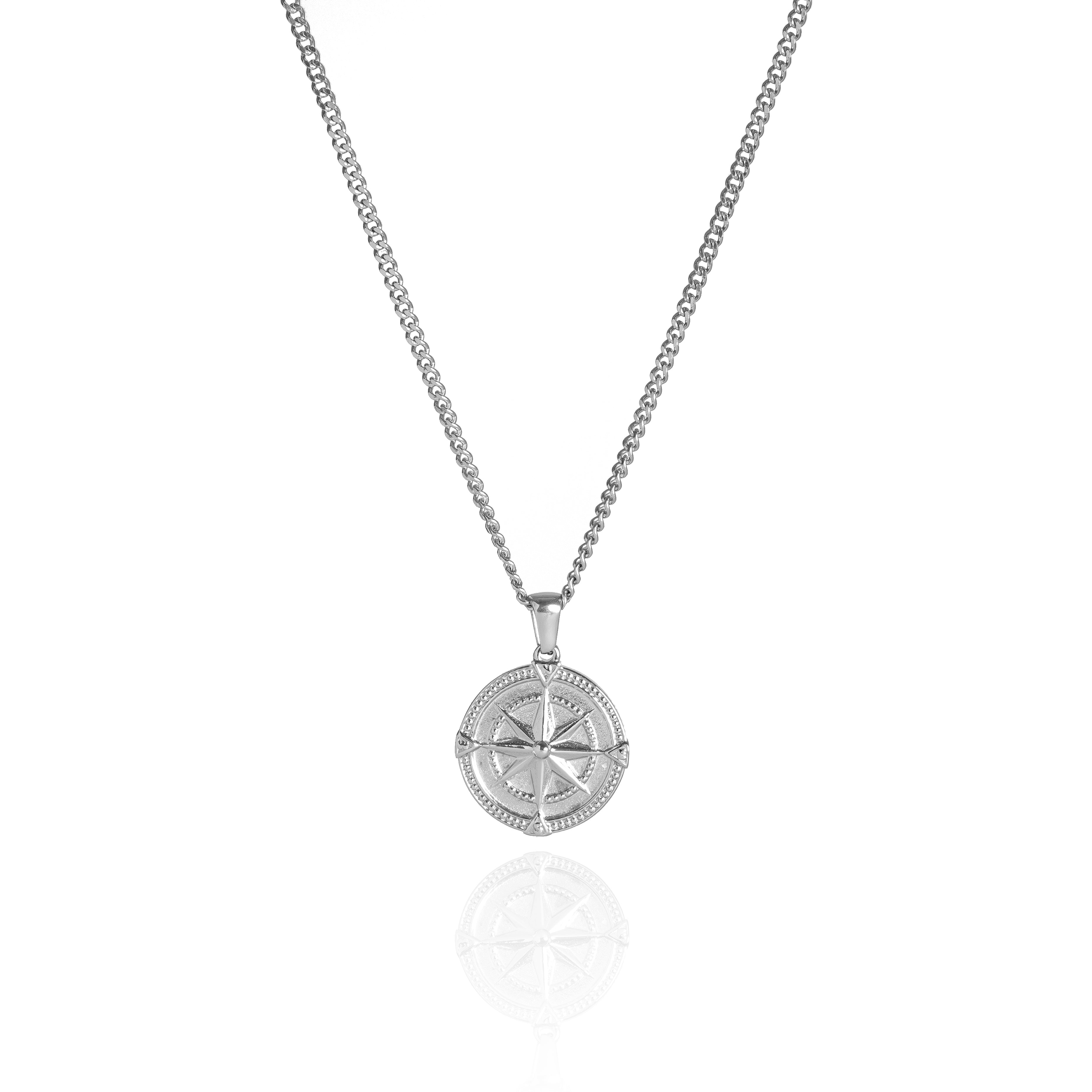 Compass Pendant Necklace - Silver