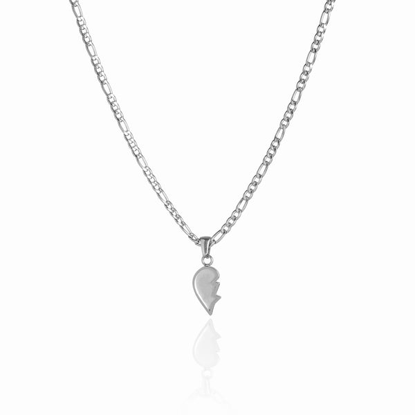 Broken Heart Pendant Necklace - Silver