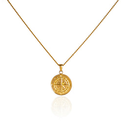 Compass Pendant Necklace - 18K Gold Plated