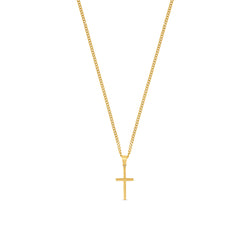 Flat Cross Pendant Necklace - Gold