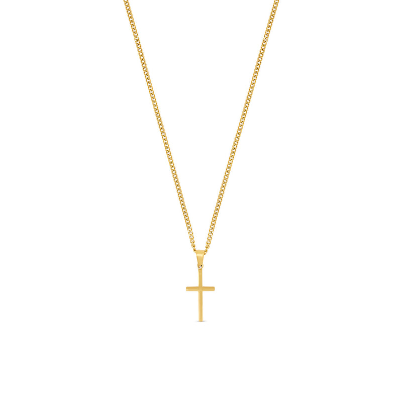 Flat Cross Pendant Necklace - Gold