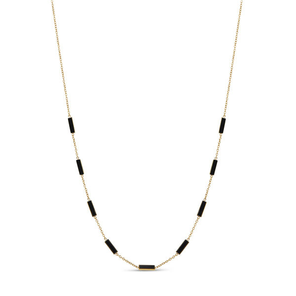 Onyx Charm Chain Necklace - Gold