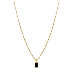 Square Onyx Pendant Necklace - Gold