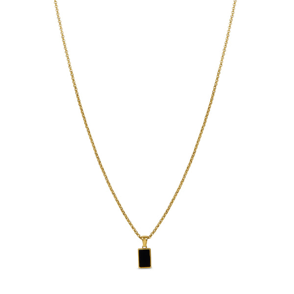 Square Onyx Pendant Necklace - Gold