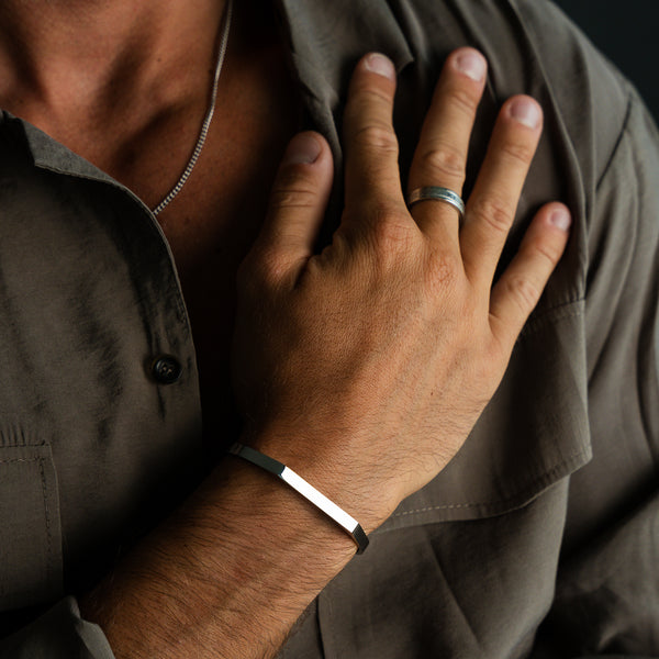 Adjustable Signet Cuff Bangle - Silver