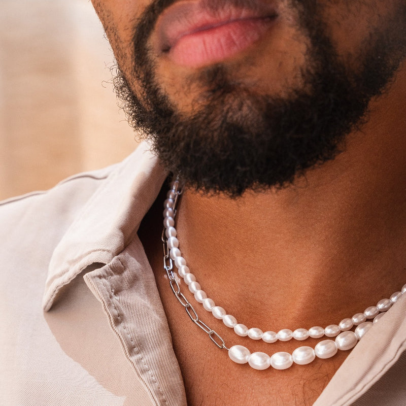 Pearl Clip Necklace - Silver