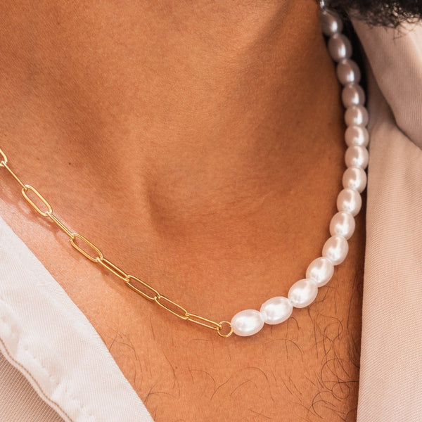 Pearl Clip Necklace - Gold