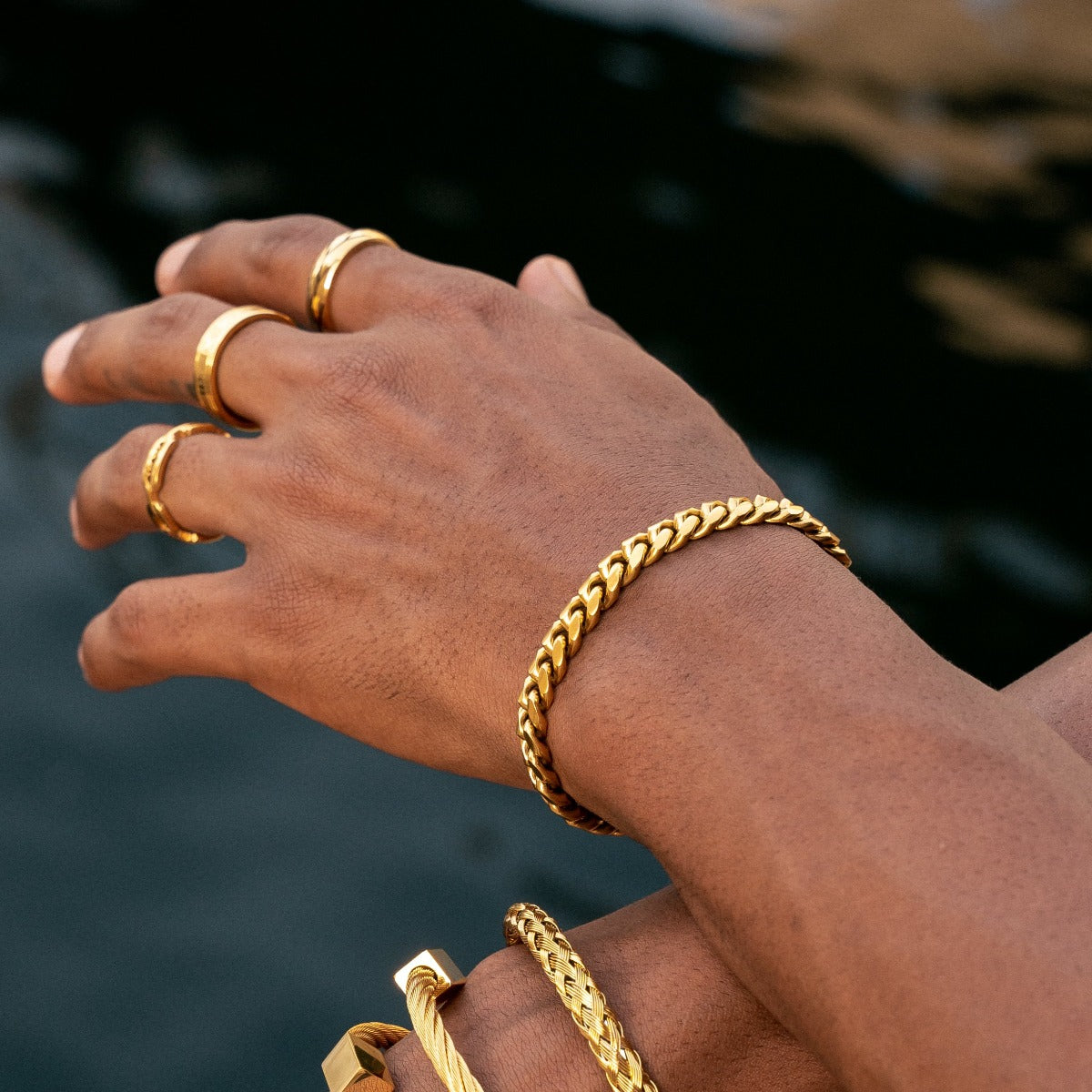 Curb Chain Bracelet X Curb Chain Necklace Set - 18K Gold