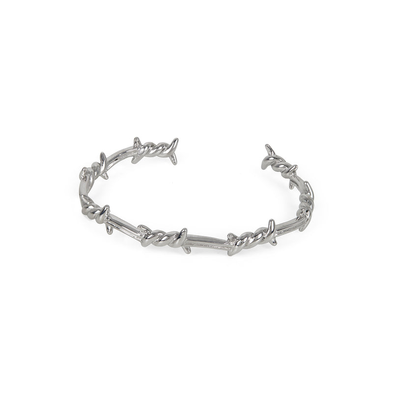 Barbed Wire Bangle Bracelet - Silver