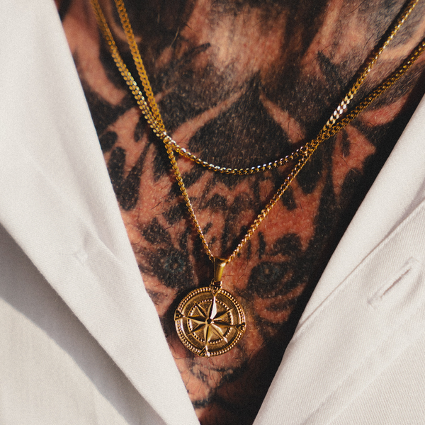 Compass Pendant Necklace - 18K Gold Plated