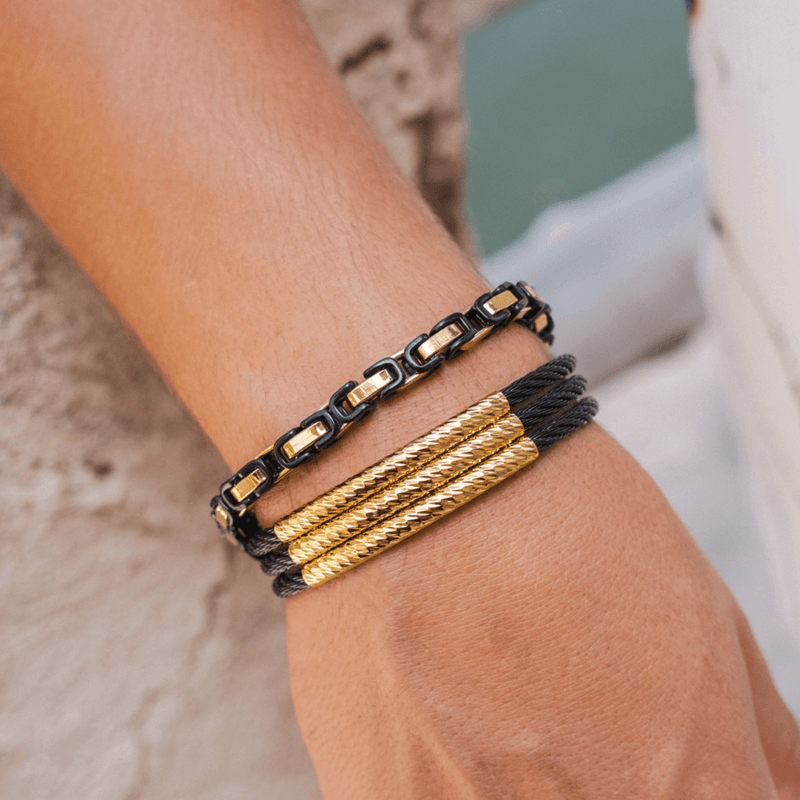 Layered Rope Bracelet - Black/Gold