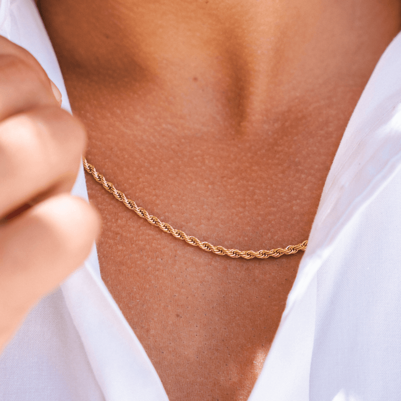 Rope Chain Necklace - 18K Gold Plated