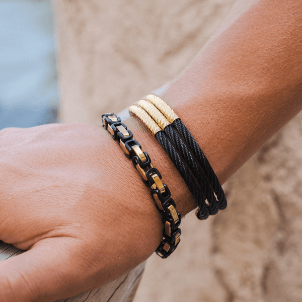 Layered Rope Bracelet - Black/Gold