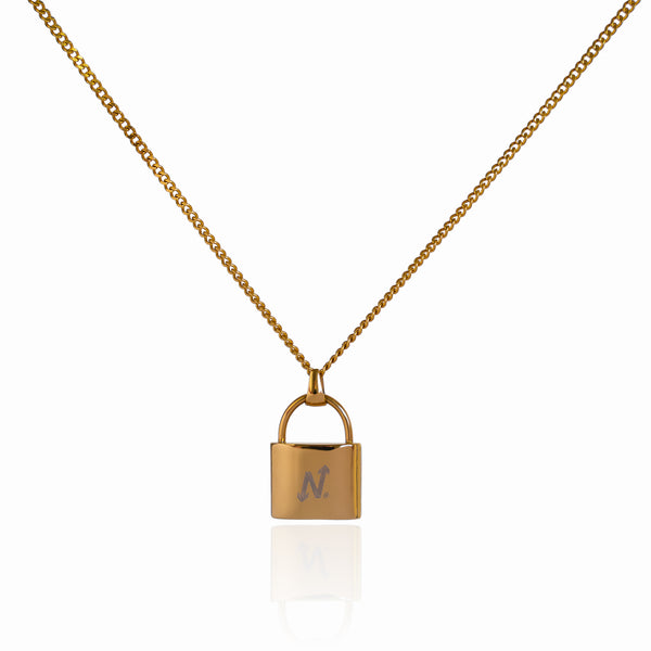Lock Pendant Necklace - 18K Gold Plated