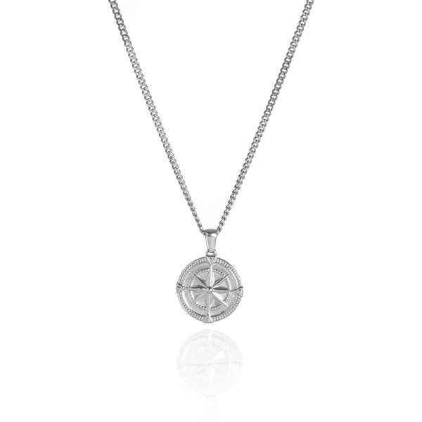 Compass Pendant Necklace - Silver