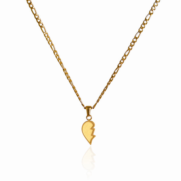 Broken Heart Pendant Necklace - 18K Gold Plated