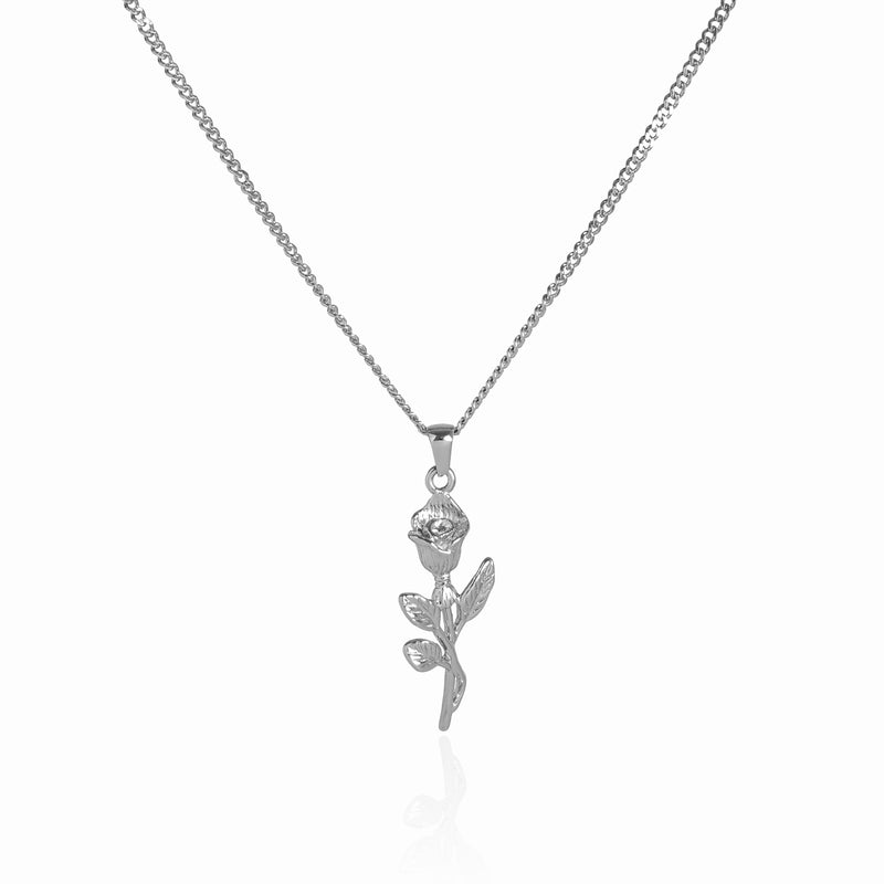 Rose Pendant Necklace - Silver