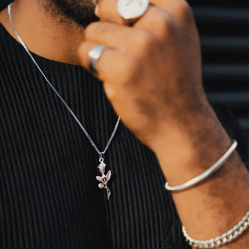 Rose Pendant Necklace - Silver