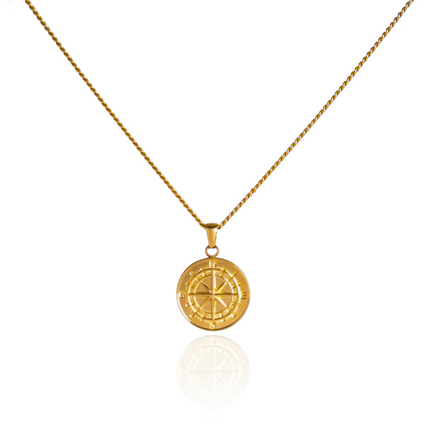Compass Pendant Necklace - 18K Gold Plated