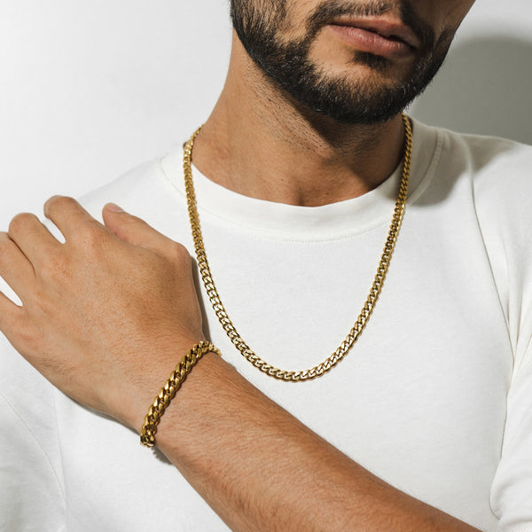 Curb Chain Bracelet X Curb Chain Necklace Set - 18K Gold